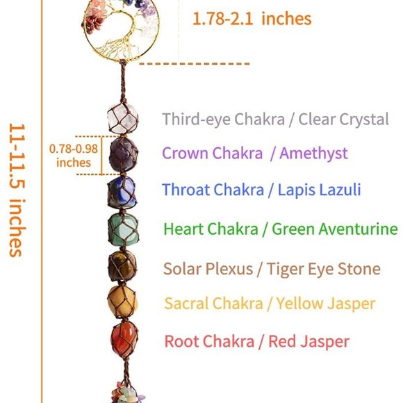 Free People 7 Tree of Life Chakra Crystals Healing Stones Wall Hanging Ornament - Picture 5 of 8